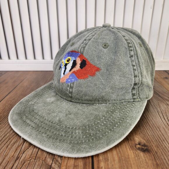 ECO ReptileShirts Embroidered Kestrel Bird Hat Cap Olive Green Cotton Mom Garden - Picture 1 of 10